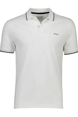 GANT Polo en zwart effen katoen pique korte mouw
