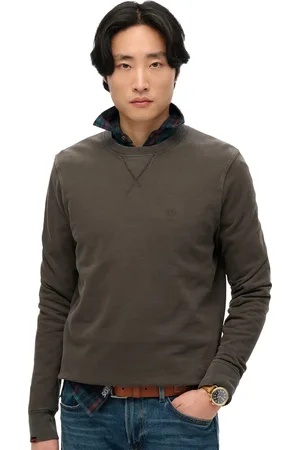 Superdry Sweater effen ronde hals katoen