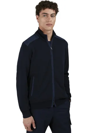 Paul &amp; Shark Vest blauw Fresco Zipped Cotton effen