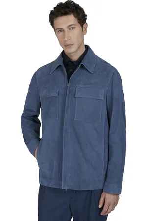Paul &amp; Shark Overshirt blauw Aqua Leather Jacket