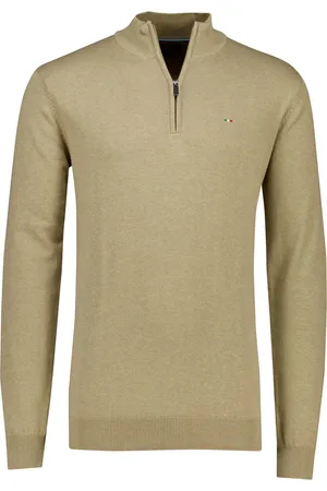Portofino Half zip trui extra lang effen katoen