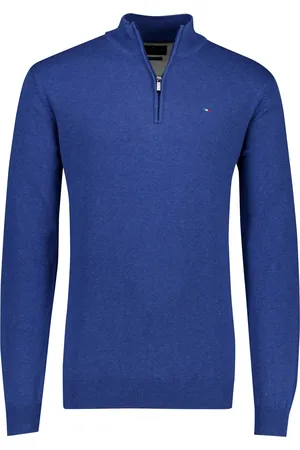Portofino Half zip trui extra lang effen katoen