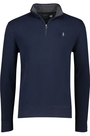 Ralph Lauren Navy half zip trui katoen