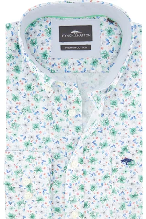 Fynch-Hatton Overhemd geprint bloemen borstzak