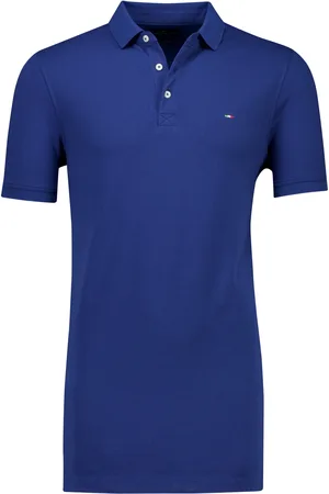 Portofino Polo extra lang kobaltblauw effen korte mouw