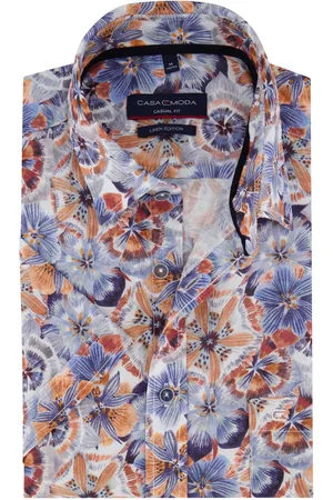 Casa Moda Korte mouw overhemd geprint multicolor wijde fit