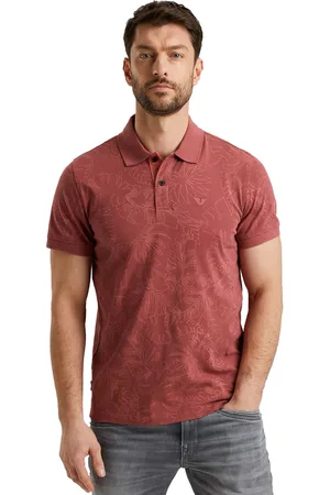 PME Legend™ Allover print polo roze pique katoen 2-knoops
