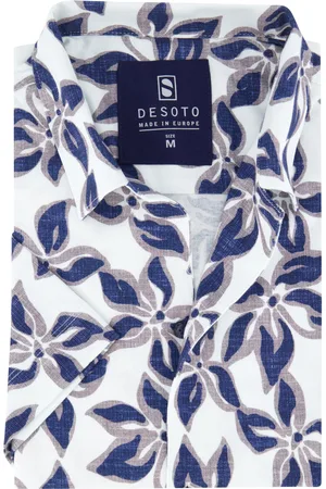 DESOTO Lido overhemd korte mouw blauw jersey