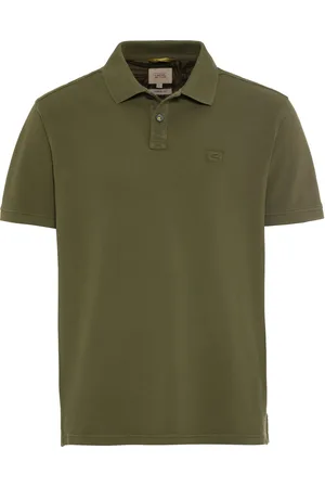 Camel Active Olijfgroen poloshirt korte mouw wijde fit effen katoen