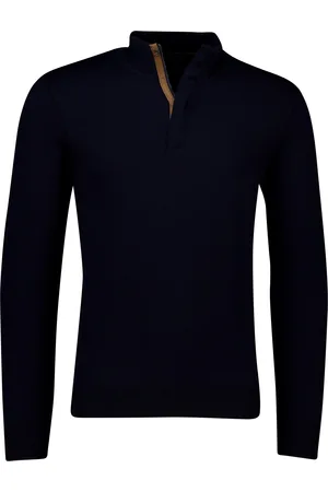 Paul &amp; Shark Trui half zip met knoop wol