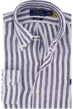 Ralph Lauren Overhemd navy wit linnen gestreept