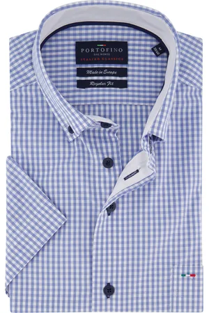 Portofino Overhemd korte mouw geruit button-down