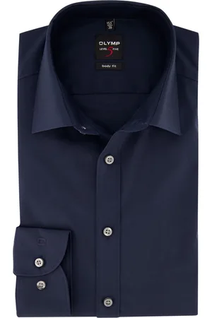 Olymp Level 5 overhemd marine blauw body fit