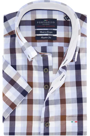 Portofino Overhemd korte mouw geruit button-down