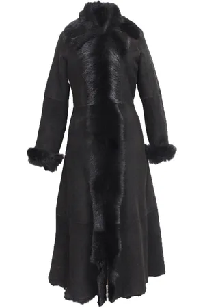 Infinity Dames zwarte suède Toscana schapenvacht trenchcoat-Rushden