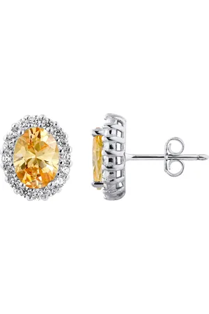 LOVA Sapphire Color Crystal Orange Earrings and Silver Zirconiumoxides 925 - Diana