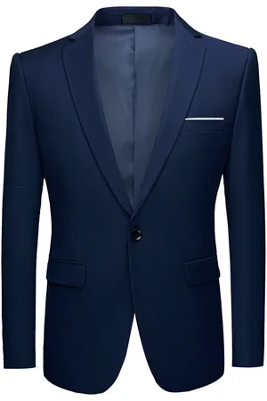 Allthemen Marineblauwe stijlvolle casual blazer met één knop