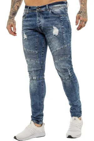 Enzo | Heren Skinny Stretch Biker Denim Jeans