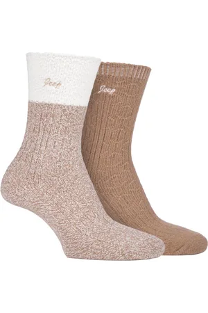 Jeep Set van 2 superzachte sokken voor wandelschoenen voor dames - Crème / Tan