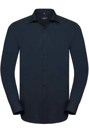 Russell Athletic Russell Collection Heren Ultimate Stretch Formeel Overhemd met Lange Mouwen (Heldere marine)