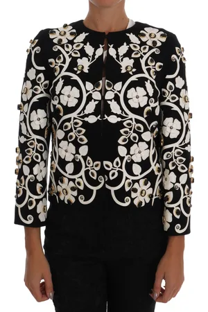 Dolce & Gabbana Zwart barok gebloemd kristallen jasje