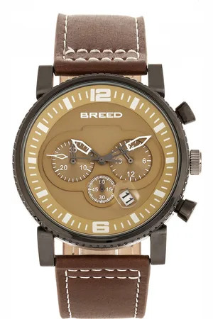 Breed Ryker chronograaf horloge met leren bandje met datum