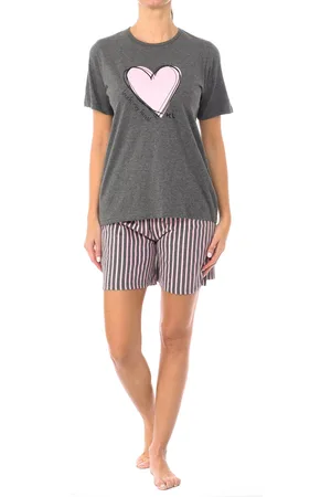 Kisses and Love Damen-Sommerpyjama aus 100 % Baumwolle KL40000