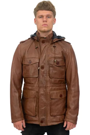 Infinity Heren lederen trenchcoat met capuchon-Medellin