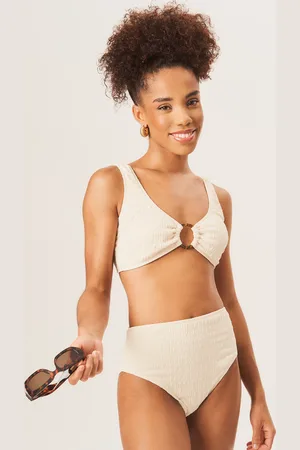 Gini London Getextureerd bikinibroekje met hoge taille