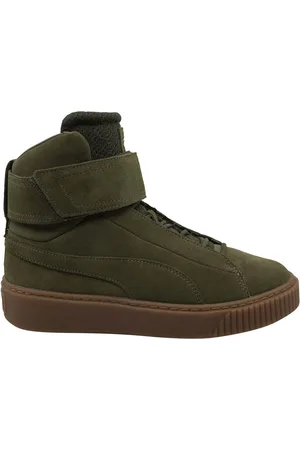 PUMA Platform Mid OW Strap Leather Lace Up Green Damestrainers 364588 01