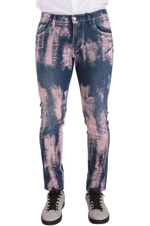 Dolce & Gabbana Roze Tie Dye Katoen Skinny Denim Jeans