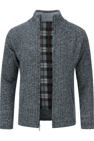Allthemen Heren grofgebreide ritscardigan met opstaande kraag Winter Pollover gebreid