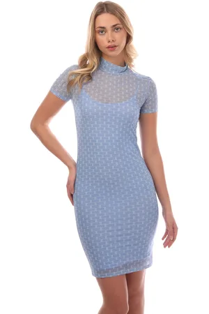 HUGO BOSS Dames Stretch-Mesh Jurk met Korte Mouwen in