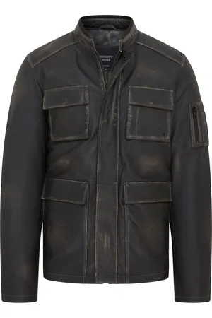 Infinity Vintage zwart leren safarijack voor heren - Fagernes