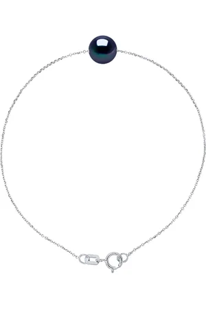 Diadema Armband Freshwater Pearl Chain Ronde 78mm Black 925
