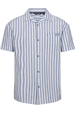Regatta Heren Shorebay II gestreept shirt met korte mouwen (Koronetblauw/Wit)