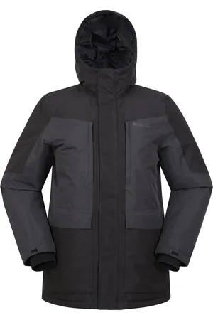 Mountain Warehouse Heren Tephra Waterdichte Gewatteerde Parka (Donkergrijs)