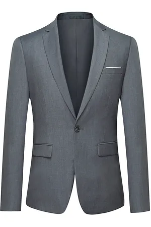 Allthemen Donkergrijze casual blazer, slim-fit zakelijke blazer