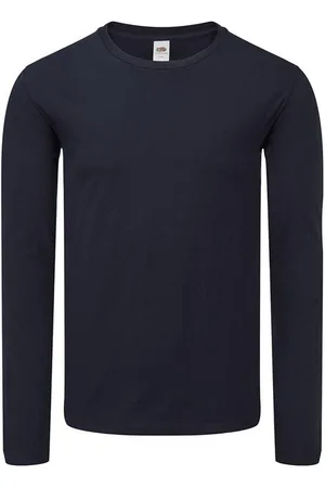 Fruit Of The Loom Heren Iconische 150 T-Shirt met lange mouwen (Deep Navy)