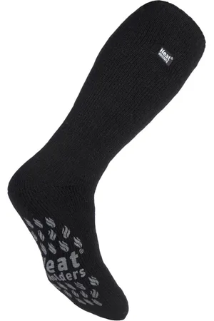 Heat Holders 2 Paar Heren Kniehoge Winter Pantoffelsokken met Antislip Grip - Grijs