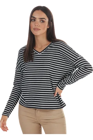 JACQUELINE DE YONG Harlow damestop met V-hals en lange mouwen, marineblauw