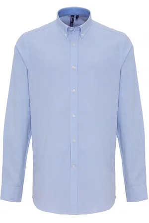 Premier Heren Katoen Rijke Oxford Stripe Shirt (Wit/lichtblauw)