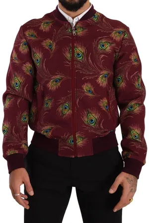 Dolce & Gabbana Prachtige jas met volledige rits met pauwenprint