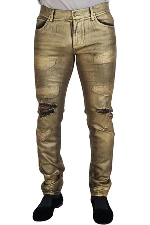 Dolce & Gabbana Stijlvolle Katoenen Gescheurde Skinny Denim Jeans