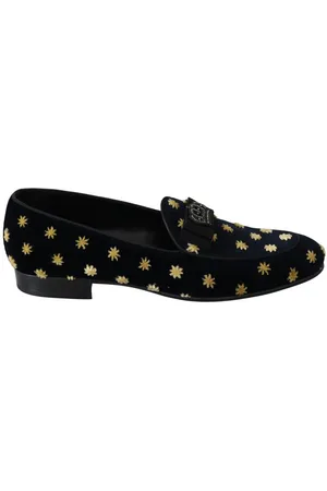 Dolce & Gabbana Blauwe Fluwelen Kroonpantoffels