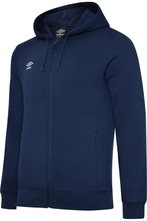 Umbro Childrens/Kids Club Vrijetijd Full Zip Drawstring Hoodie (Marine / Wit)