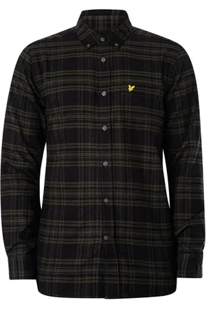 Lyle & Scott Bergmosgroen geruit flanellen overhemd met lange mouwen