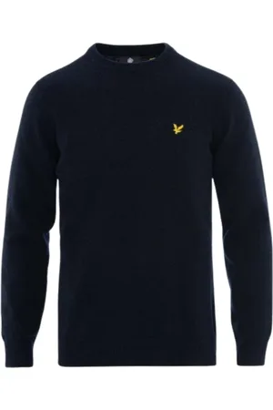 Lyle & Scott Lamswol gebreide donker marineblauwe trui