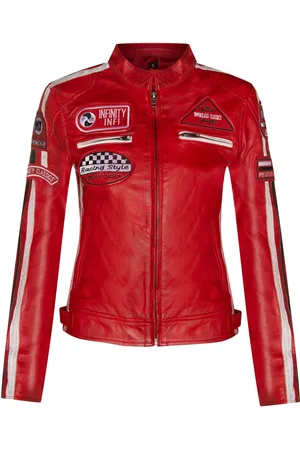 Infinity Dames lederen biker racebadges jas-Agadir
