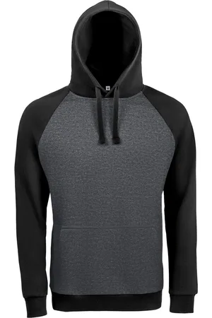 Sols Unisex Seattle Contrast Raglan Hoodie ( mergel/zwart)